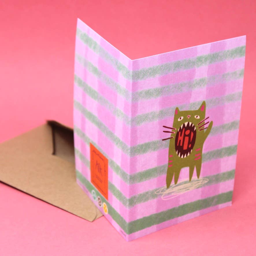 Hi Cat Greeting Card – Mutual Adoration + POST