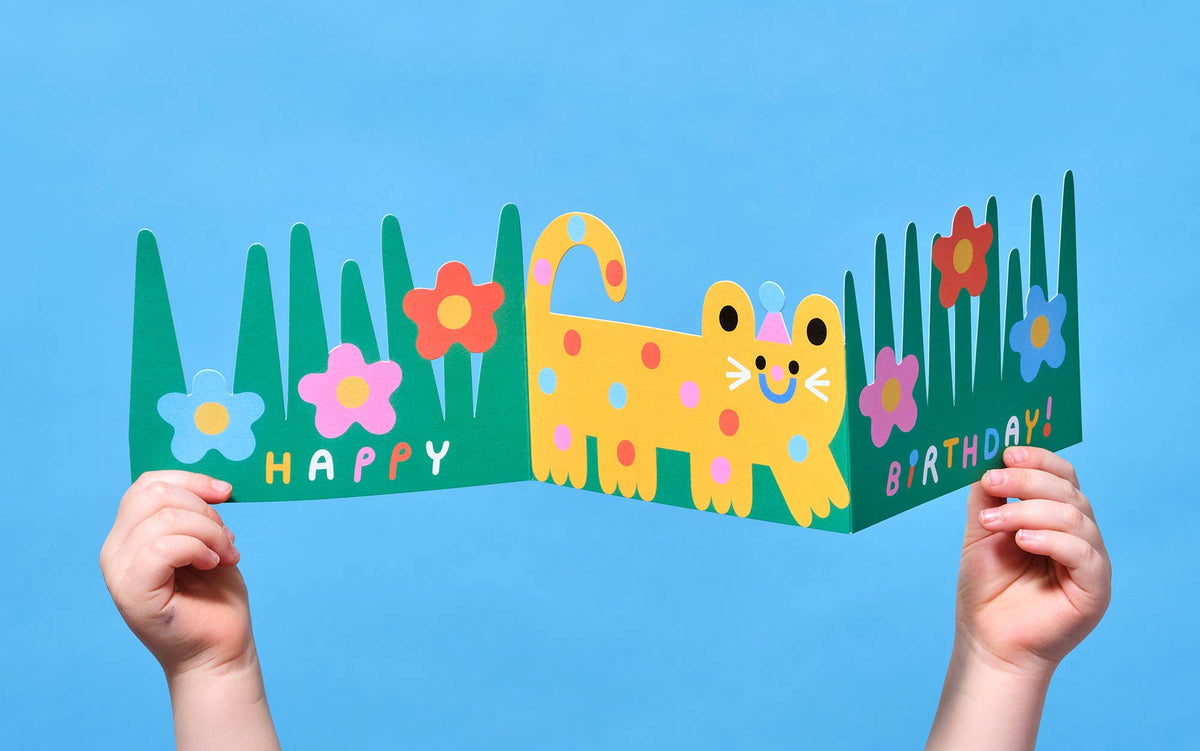 Cat Fold Out Kid's Birthday Card – Mutual Adoration + POST