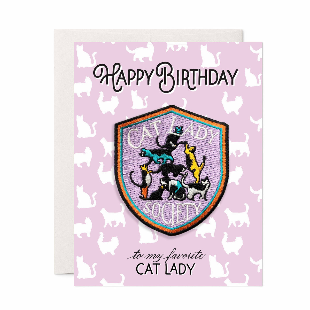 Cat Lady Patch Birthday Card – Mutual Adoration + POST