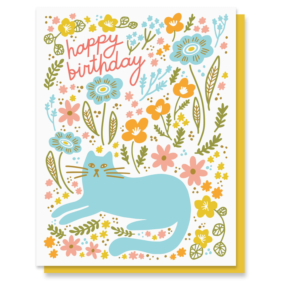 Cat in Garden Birthday Card – Mutual Adoration + POST