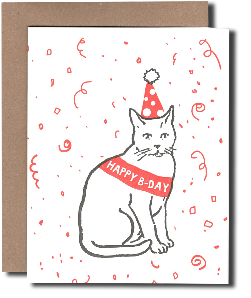 Party Hat Cat Birthday Card – Mutual Adoration + POST