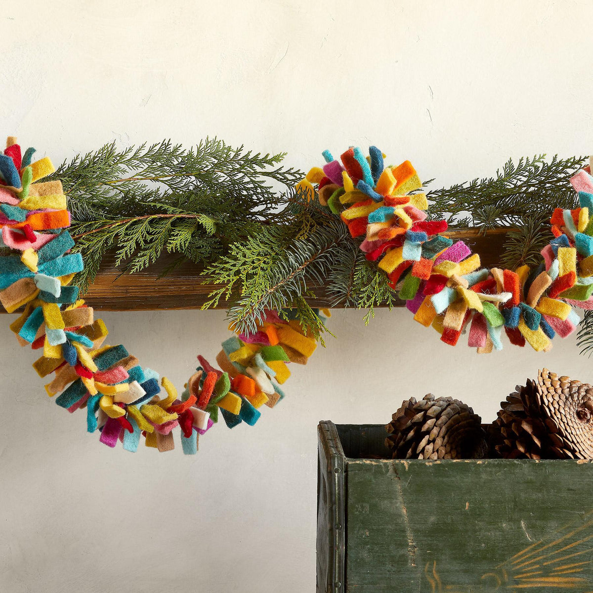 Hand Felted Wool Garland and Bunting - Yellow and Orange Flowers - 6' Arcadia Home main image 0