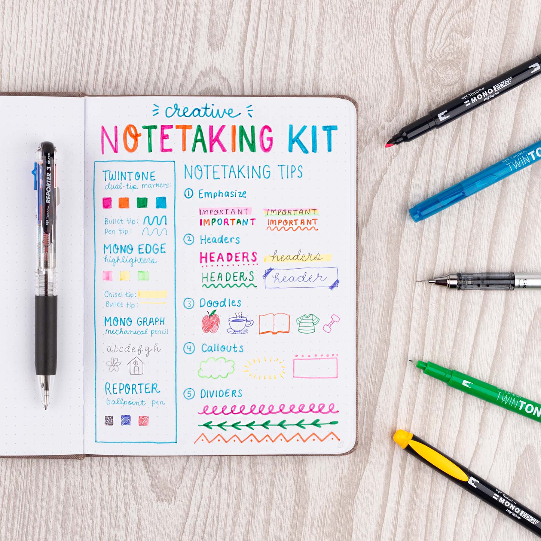 Creative Notetaking Kit Multi Pen Pack – Mutual Adoration + POST