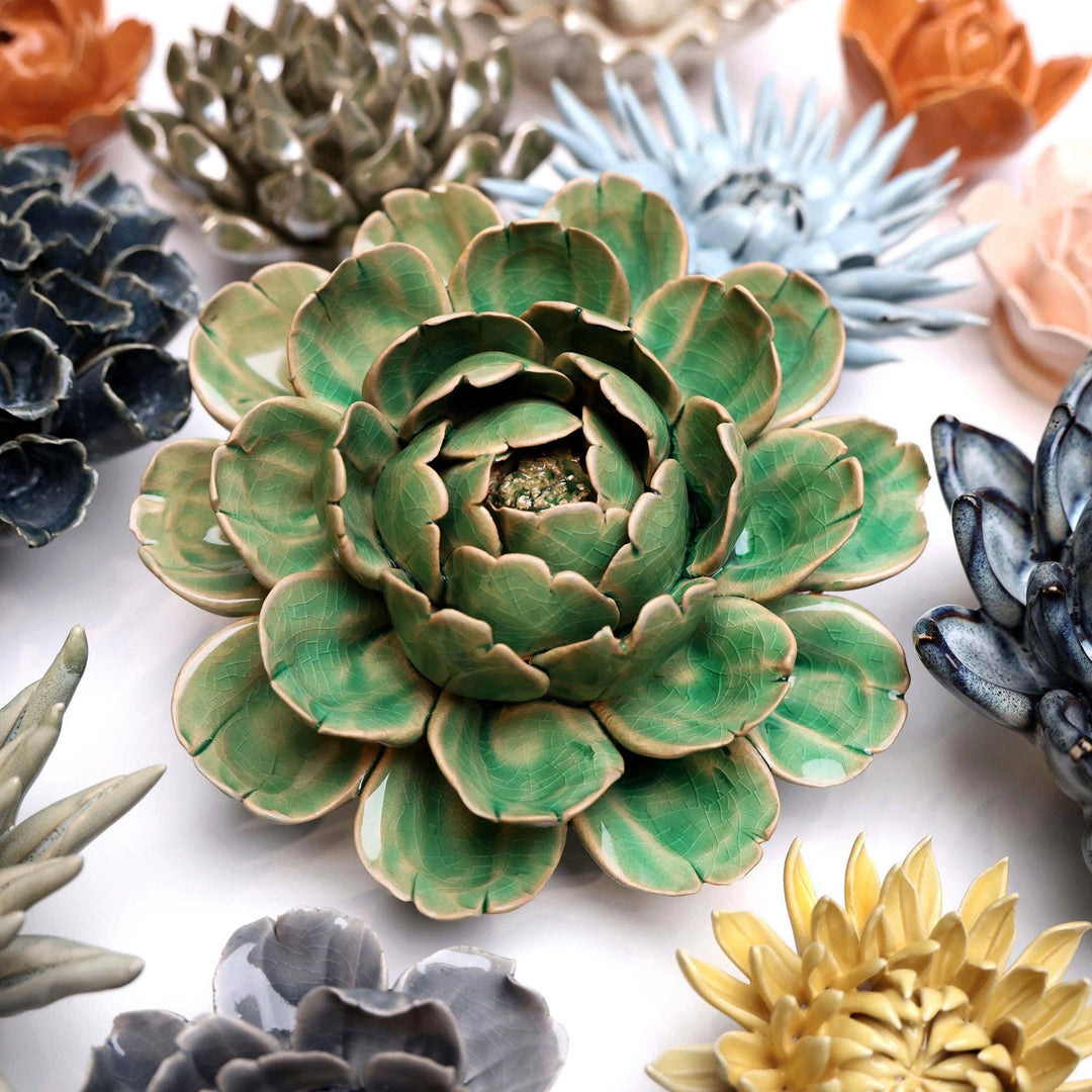 ceramic succulent wall decor Mofo Mint Ceramic Flower Wall Art Hanging Sculpture – Mutual Adoration + POST