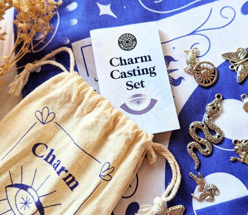 Charm Casting Kit Witchy Charms + Mat for Divination Ritual