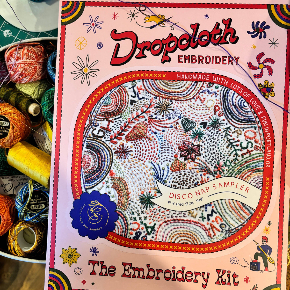 Kit Napping Post Disco Nap Embroidery Sampler Kit – Mutual Adoration + POST