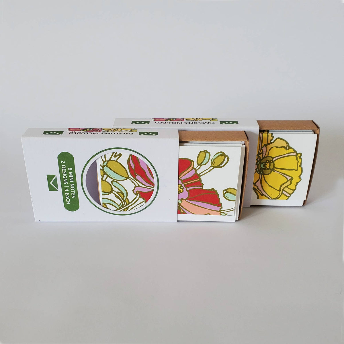 Set of 8 Yellow & Pink Poppy Mini Note Cards – Mutual Adoration + POST