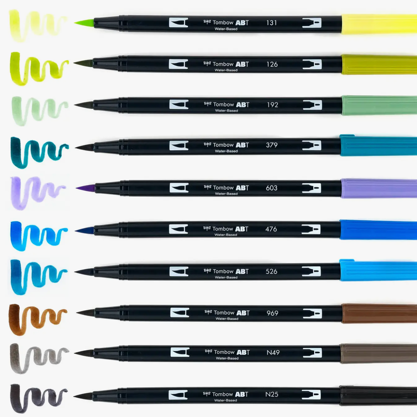 Dual Brush Pen Art Markers, Pastel, 10-Pack + Free Fudenosuke