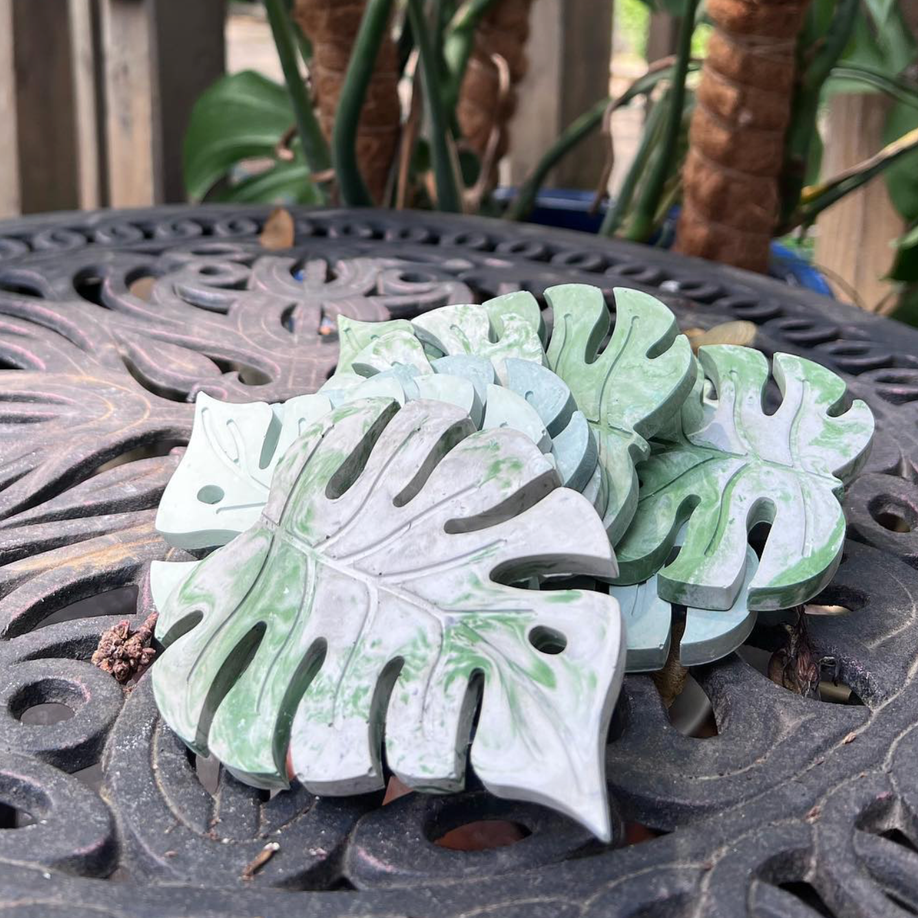 monstera plant coaster Concrete Monstera Coaster – Mutual Adoration + POST