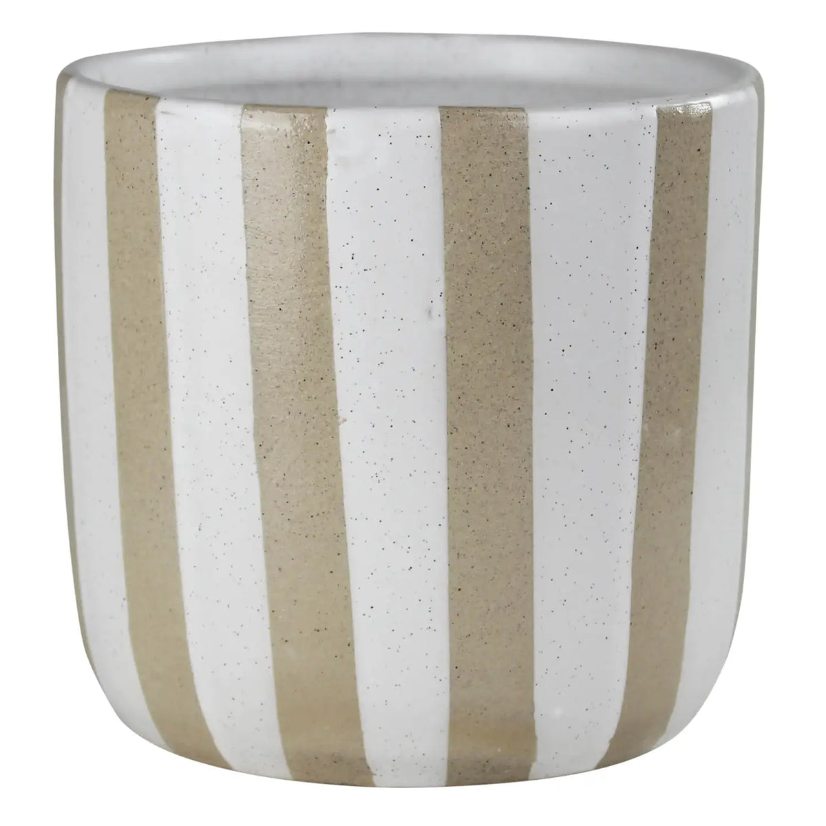 White Stripe Cachepot Planter + Wooden Plant Stand – Mutual Adoration ...