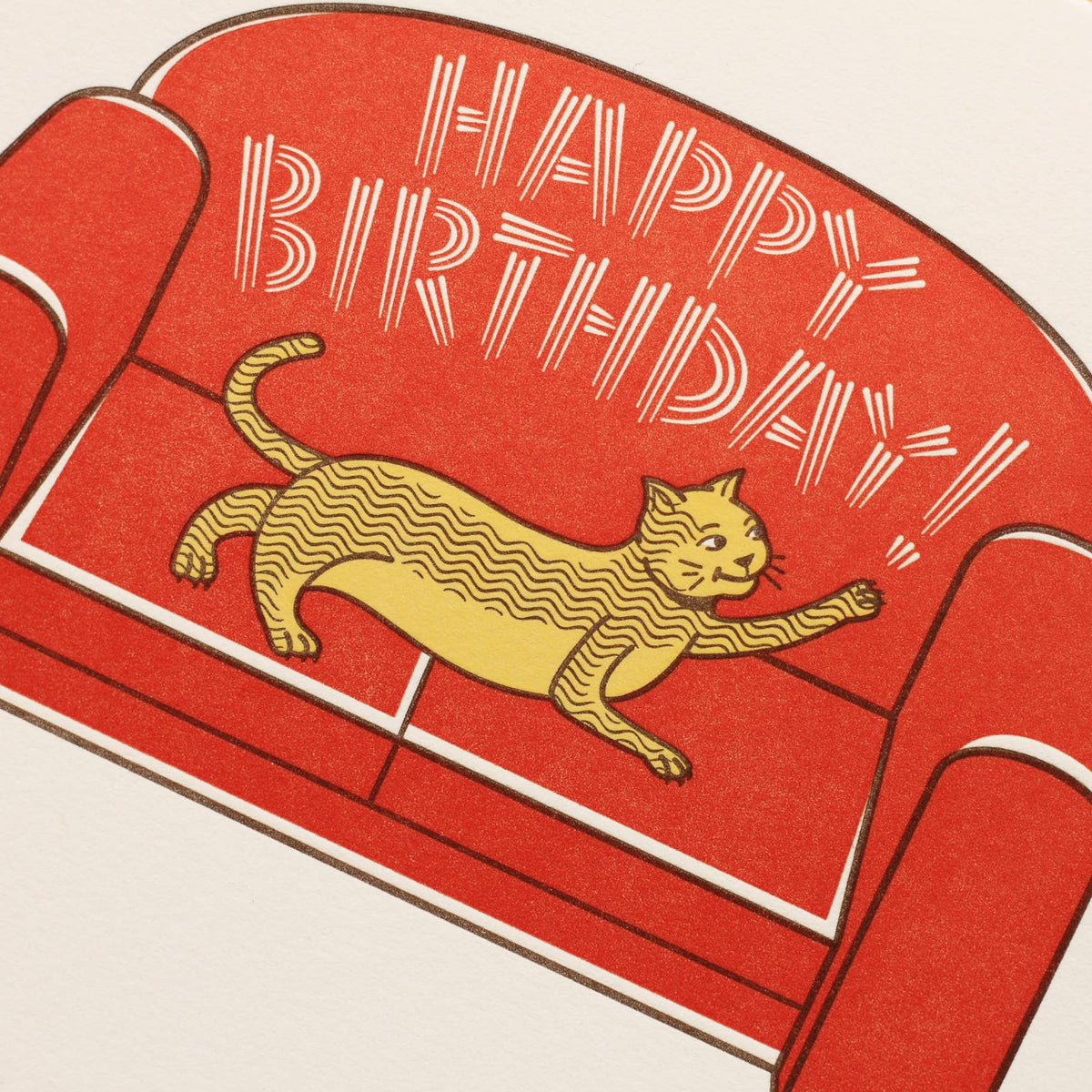 Cat Scratching Sofa Letterpress Birthday Card – Mutual Adoration + POST