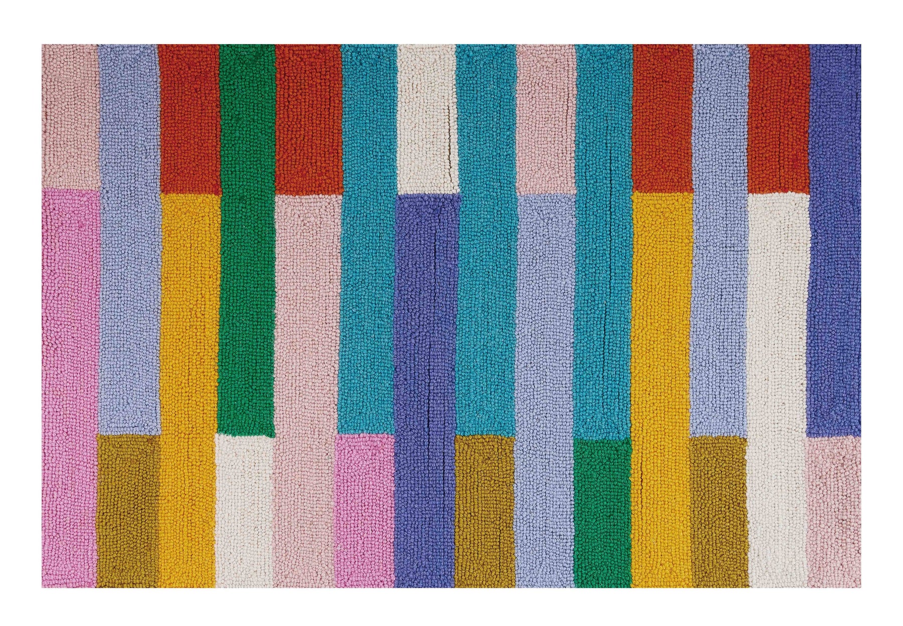 Colorblock Hooked Rug Playful Color Block Wool Hook Rug Door Mat – Mutual Adoration + POST