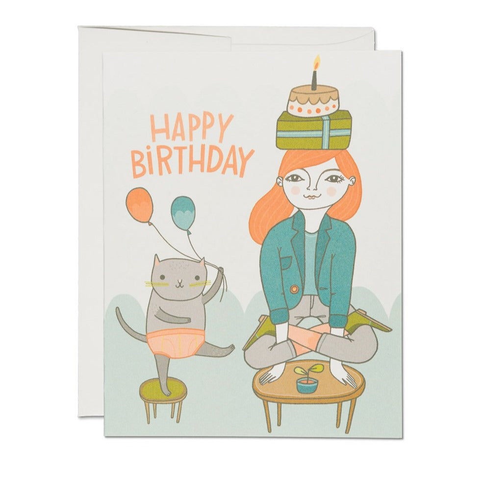 Yoga Cat Birthday Card – Mutual Adoration + POST