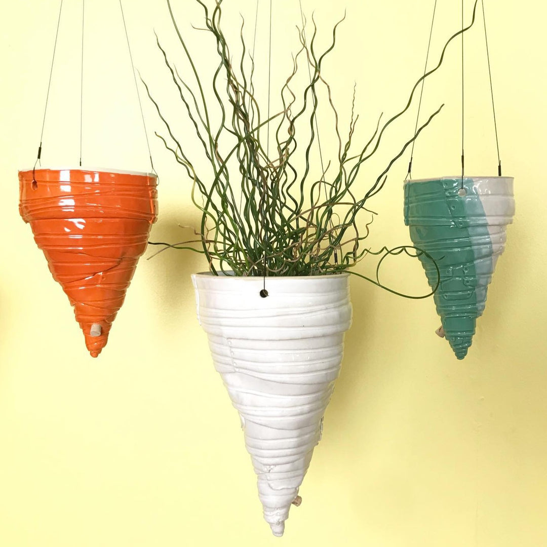 recycled hanging plant pots Ceramic Tornado Hanging Planter Pots – Mutual Adoration + POST