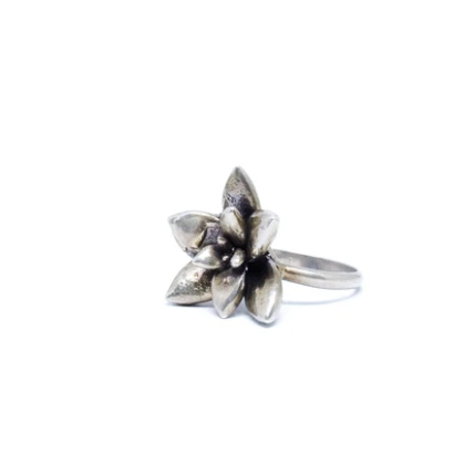 succulent ring Large Silver Succulent Ring