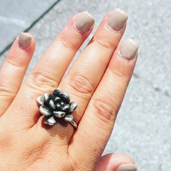 Large Silver Succulent Ring