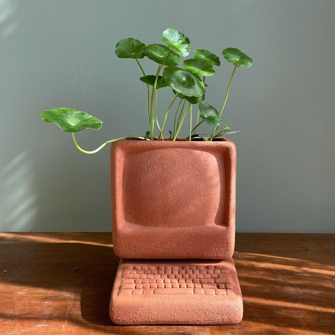 small square terracotta plant pots Terracotta Desktop Computer Planter – Mutual Adoration + POST